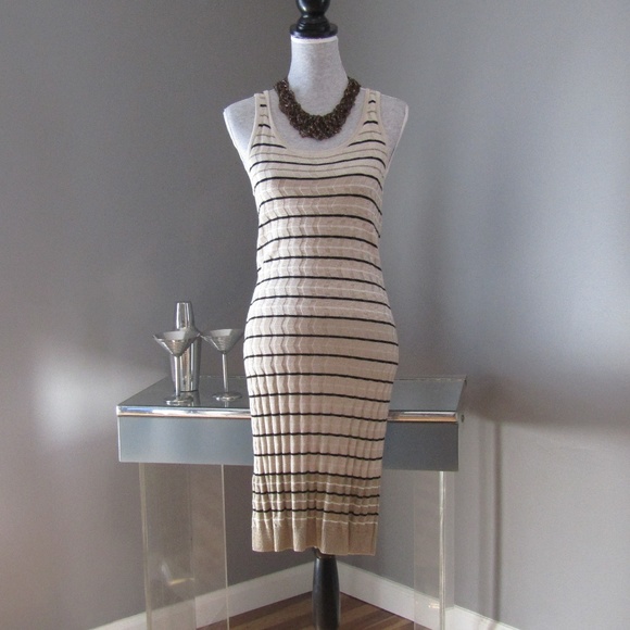 LOFT Dresses & Skirts - NWOT LOFT Tan White Black Knit Tank Dress Size S
